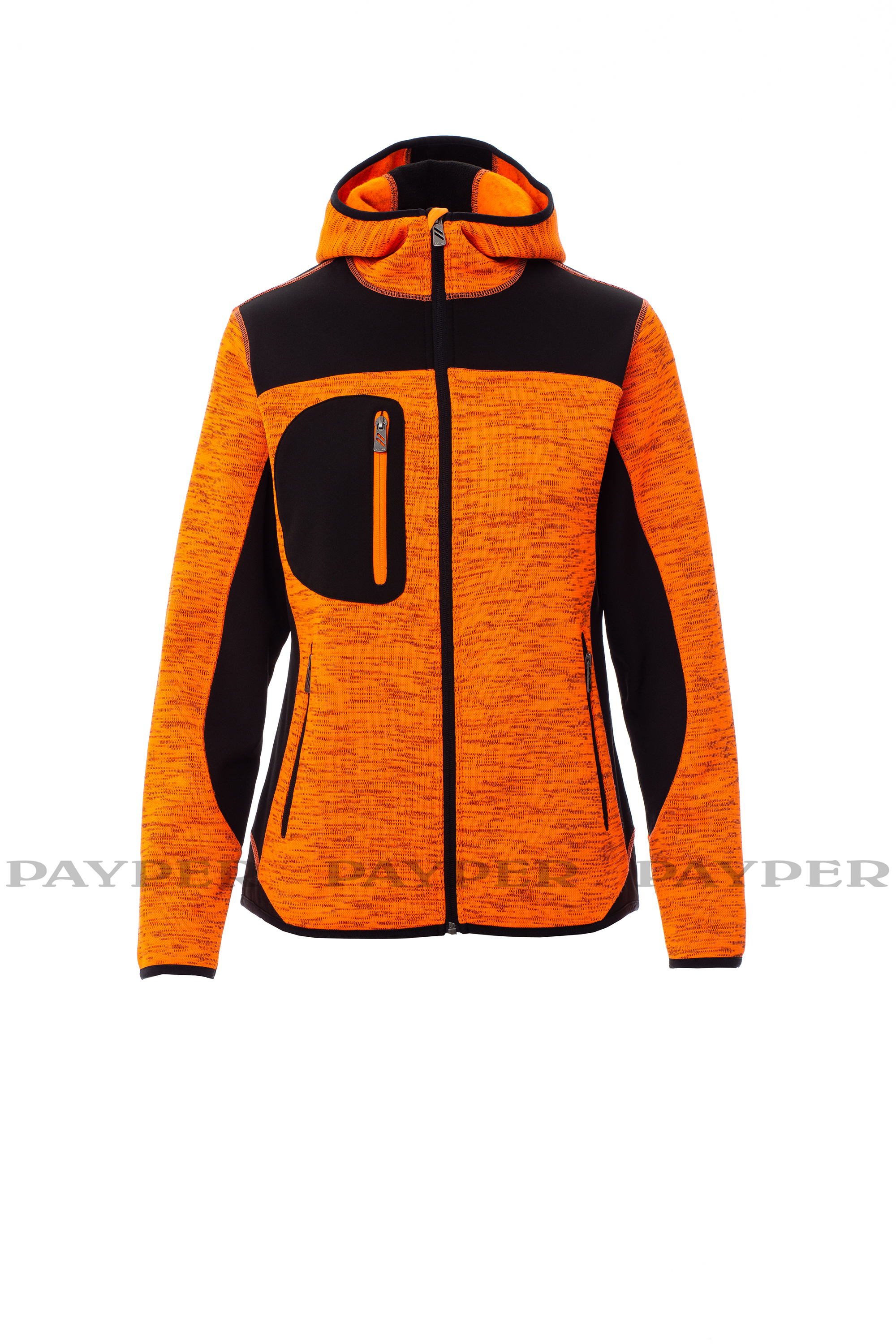 veste-tricot-femme-orange-fluo